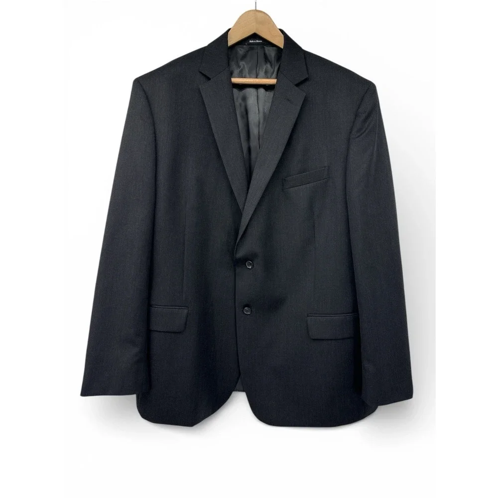 Pronto Uomo Platinum 100% Wool‎ Blazer 52L Charcoal Gray 2 Button